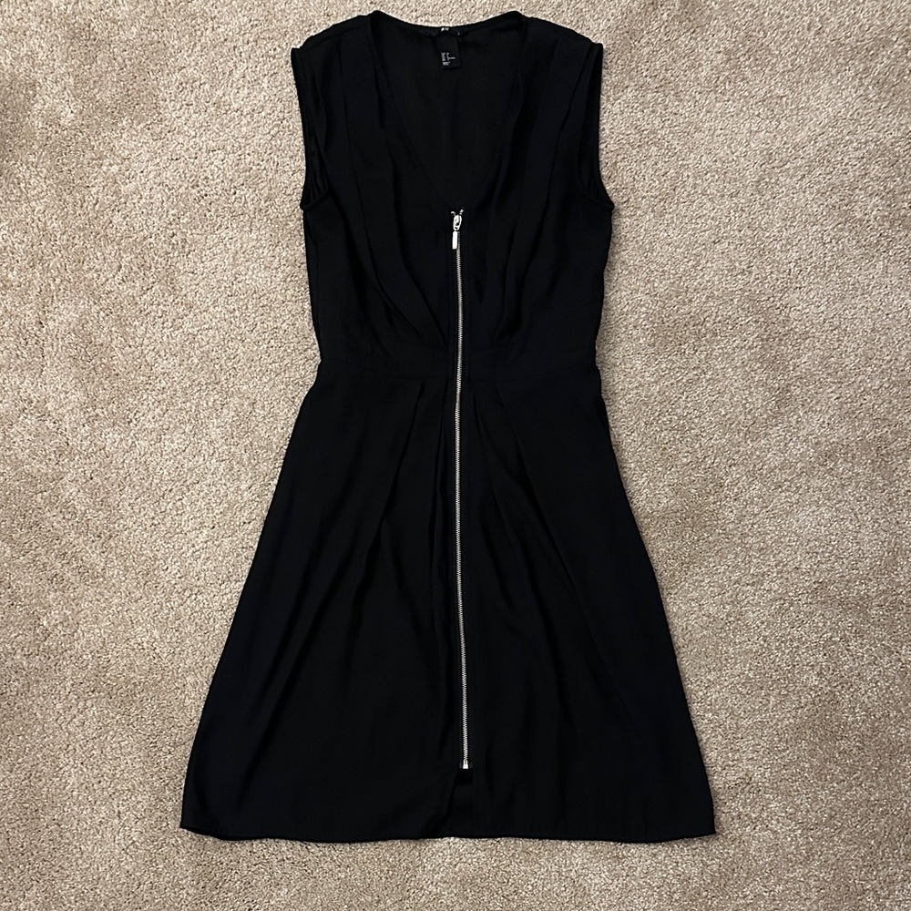 H&M Black Zip-Front Midi Dress